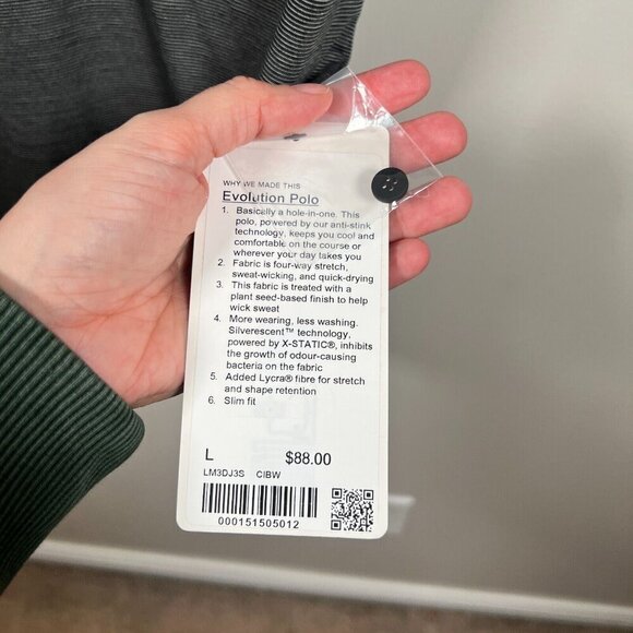 Lululemon Evolution Polo Shirt Mens Size Large Gray Outlaw Snax Logo Work - Picture 5 of 10